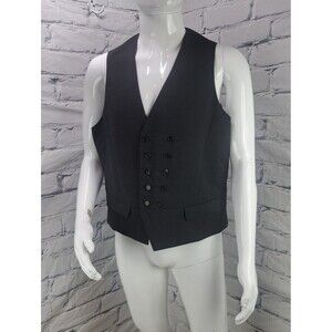NEW Neil Barrett Mens Vest 100% Wool Gray Finestripe Italy Size 54 EU 44R US 2XL